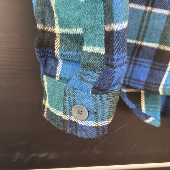 Zara Women’s Plaid Flannel Oversized Button Down Shirt Blue Green Size Small - Picture 9 of 12